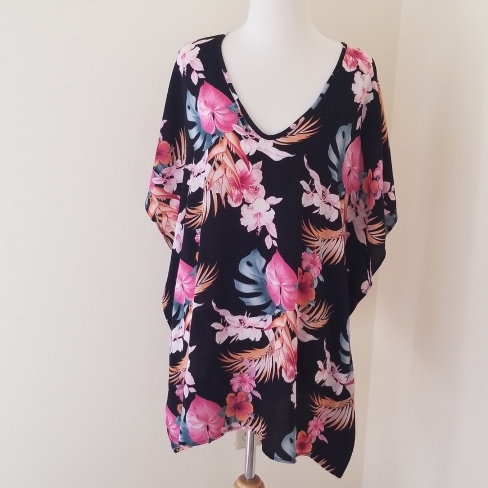 NWT! Apt. 9 Size L Black Floral Cover-Up